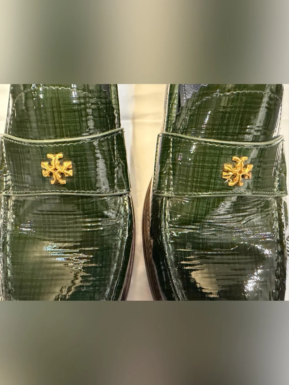 Tory Burch Classic Loafers in Dark Everglade Patent Leather - Size 9 (With COA)